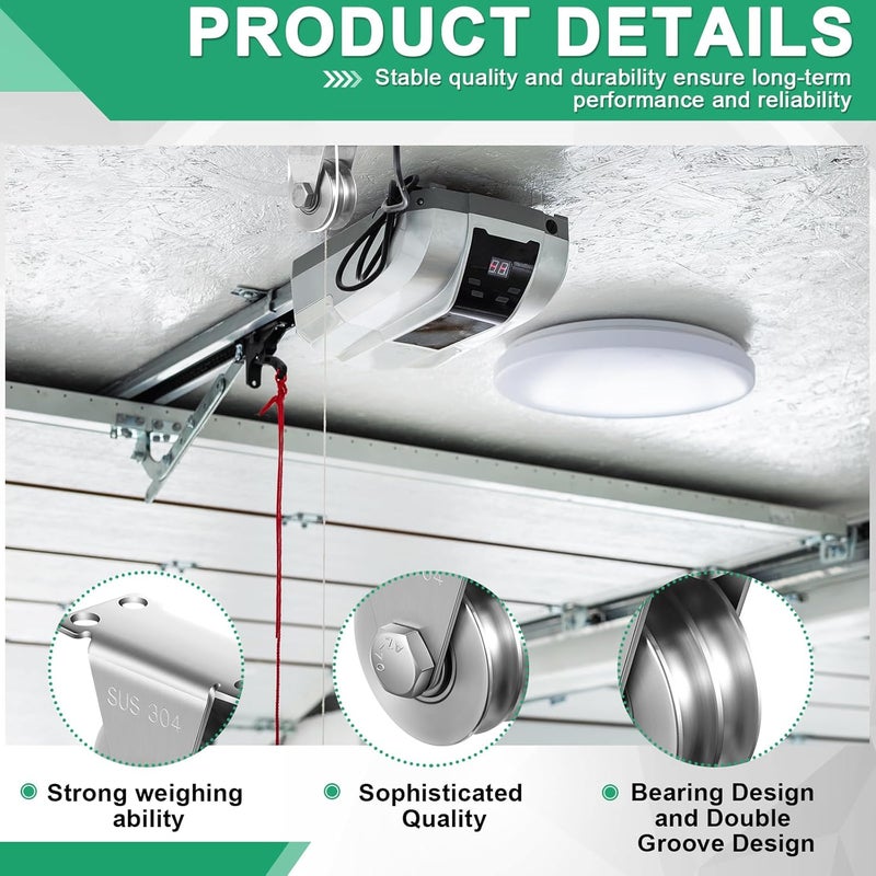 Threlaco 4 Pack Double Groove Cable Fixed Pulley Block Wall Mount Cable Wheel Pulley Heavy Duty Duplex 304 Stainless Steel Silent Block Internal Bearing Inside for Lifting System DIY Gym Equipment - Image 3